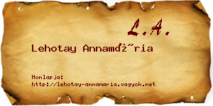 Lehotay Annamária névjegykártya
